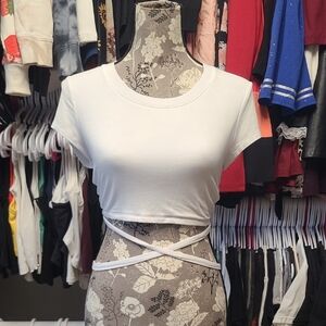 Stylish White Crop Top with Wrap Design